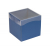 Darčeková krabička s priehľadným vekom 150x150x150/35 mm, modrá