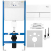 Podomietkový WC systém K011A-Q + tlačidlá T White Glass