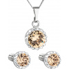 Evolution Group sada šperkov s krištálmi Swarovski náušnice retiazka a prívesok hnedé oranžové okrúhle 39352.3 light colorado topaz