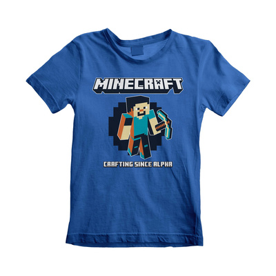 Dětské tričko Minecraft: Crafting Since Alpha (9-11 let) modrá bavlna