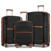 Kono 2591 Sada 3 kufrov 55cm 66.5cm 75.5cm spinner Čierna Polypropylén