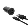 Nabíjačka FIXED 2xUSB, USB/micro USB kábel, 1m, 15W FIXCC15N-2UM-BK