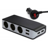 Interlook HC67B | Rozdeľovač do zásuvky zapaľovača cigariet | Voltmeter | 4 USB porty Čierný