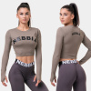 Crop top s dlhým rukávom Sporty HERO 585 Mocha - NEBBIA Veľkosť: S