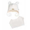 Pletená čiapka s bavlnenou podšívkou a šatkou 2v1, Teddy Hand made - kokosová biela, 80/86