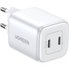Sieťová nabíjačka Ugreen CD294, GaN, 2x USB-C, 45W QC PD, biela