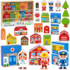 TOOKY TOY Drevená súprava budov a figúrok | Mesto
