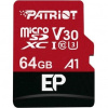 Patriot 64GB microSDXC V30 A1, class 10 U3 100/80MB/s + adapter PEF64GEP31MCX