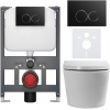 CERANO - Závesné WC s bidetom Cronus Standard - biela lesklá - tlačidlo Prime/Dualo, čierne - závesné - nízky modul - predstenová inštalácia / sadrokartón - 59,3x38,4 cm