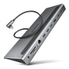 AXAGON HMC-4KX3 USB 5Gbps hub, 3x USB-A, 2x HDMI, DP, RJ-45 GLAN, SD/microSD, audio, PD 100W, kabel USB-C 40cm HMC-4KX3