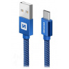 Swissten 71521308 textilný s USB-C konektorom a podporou rýchlonabíjania, modrý