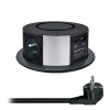 Solight 3z + USB A + C 20W PD, Wireless 10W, výsuvný blok zásuviek, 2m, čierny