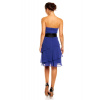 Spoločenské šaty MAYAADI - HS-345_BL- s mašľou a sukňou s volánmi - Modré XL
