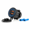 Vodotesná nabíjačka s MODRÝM LED podsvietením 2xUSB QC3.0 12/24V AMiO-04218
