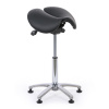 Pracovná stolička ARVA, sedadlo v tvare sedla, s klzákmi, čierna