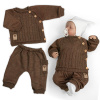 Baby Nellys Rastúci pletený svetrík a nohavice s vreckom Hand Made 2D, Nature čokoládová