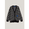 SVETER KARL LAGERFELD JEANS KLJ MONOGRAM JACQUARD CARDIGAN BLACK WHITE AOP