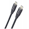 PremiumCord Kabel USB-C M/M, 240W 480Mbps černý bavlněný oplet, 1m (ku31cv1)