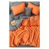 Oranžovo-sivé predĺžené štvordielne bavlnené obliečky na dvojlôžko s plachtou 200x220 cm – Mila Home