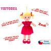 Bábika Viktorka handrová 32cm česky hovoriaca na batérie tmavo ružová 0m+ v sáčku