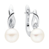 Gaura Pearls Stříbrné náušnice s bílou 8-8.5 mm perlou Estrella, stříbro 925/1000 SK22507EL/W Bílá