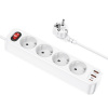 Predlžovací kábel HOCO NS1 - 4x zásuvka + 2x USB-A + USB-C 20W - 1,8 m - biely
