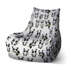 Czech Print s.r.o. Sedací vak Bean pandy s vetvičkou - detský, biela / čierna