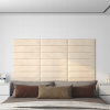 Vidaxl Nástenné panely 12 ks krémové 60 x 15 cm zamat 1,08 m²