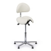 Pracovná stolička s operadlom ARDO, sedadlo v tvare sedla, s klzákmi, biela