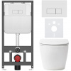 CERANO - Podomietkový WC set Verde - biela matná - tlačidlo Prime/Modulo, biele - závesné - predstenová inštalácia / sadrokartón - 49x36 cm