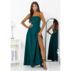 Whit You Dlhé spoločenské šaty ROSSANA bez ramienok s rozparkom 0011460 Farba: Zelená, Veľkosť: 38