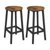Vasagle Barové stoličky 2 vysoké kuchynské jedálenské stoličky, okrúhle, rustikálne hnedé.