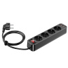 Predlžovací kábel HOCO NS1 - 4x zásuvka + 2x USB-A + USB-C 20W - 1,8 m - čierny