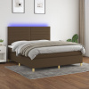 vidaXL Posteľ boxsping s matracom a LED tmavohnedá 160x200 cm látka - Hnedá - 176749-110926