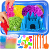 KINETICKÝ PIESOK Kinetic sand PIESKOVISKO 3KG bazén formičky 21ks