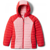 Columbia POWDER LITE GIRLS HOODED JACKET lososová,červená,sivá Detská bunda S