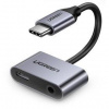 Redukcia UGREEN USB-C/USB-C + 3.5mm Jack (50596) sivá