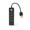 Nedis Nedis UHUBU2420BK - Počítačový Rozbočovač | USB-A Zástrčka | 4x USB A Female | 4 Porty | USB 2.0 | Napájení z USB