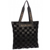 Grosso Černá měkká shopper dámská kabelka s proplétaným šachovnicovým vzorem S688 GROSSO