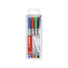 STABILO OHPen universal - fóliové pero - rozpustné vo vode - (S) hrot 0,4mm - 4 ks - zelená, červená, modrá, čierna