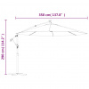 vidaXL Závesný záhradný slnečník s LED, čierny 350 cm - Čierna - 2122-143961