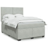 Posteľný rám boxsping s matracom bledosivý 160x200 cm zamat-ForU-3290948