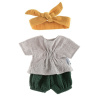 Oblečky pre bábiky 38 cm, tunika, kraťasky a čelenka, zelená/sivá Alimi