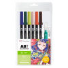Tombow ABT sada oboustranných fixů Manga Wind 6 ks + vodní štětec