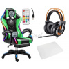 R8 Gamer Likeregal 920 zelená RGB LED (Akciový set: Herné kreslo+slúchadla+podložka pod stoličku)