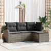 zahrada-XL Súprava záhradných pohoviek s vankúšom 4 pcs Sivá Poly ratan 3354658