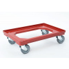 PK Group 2016 s.r.o. Plastový vozík pod prepravky, 4 otočné 100 mm gumové kolieska, červený