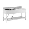 Drezový stôl - 2 umývadlá - nehrdzavejúca oceľ - 160 x 60 x 97 cm - Royal Catering RCGS-2B1600D6