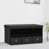 Skladacia úložná lavica čierna 76x38x38 cm umelý ľan-ForU-338804