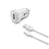 Autonabíjačka CellularLine Ultra v sete s dátovým káblom s konektorom Lightning, 1xUSB, 2A, biela
